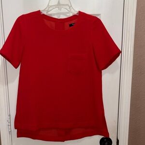 Madewell Red Short Sleeve Crewneck Pocket Blouse